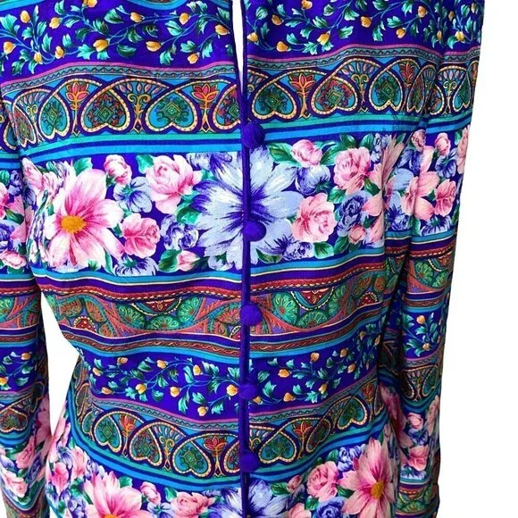 Adrianna Papell Silk Jacket Womens Size 10 Vintage Lined Shoulder Pads Purple - Picture 7 of 10